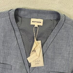 Beotyshow Vest Mens XL Blue‎ Lined Single Breasted 6-Button Preppy Formal Casual